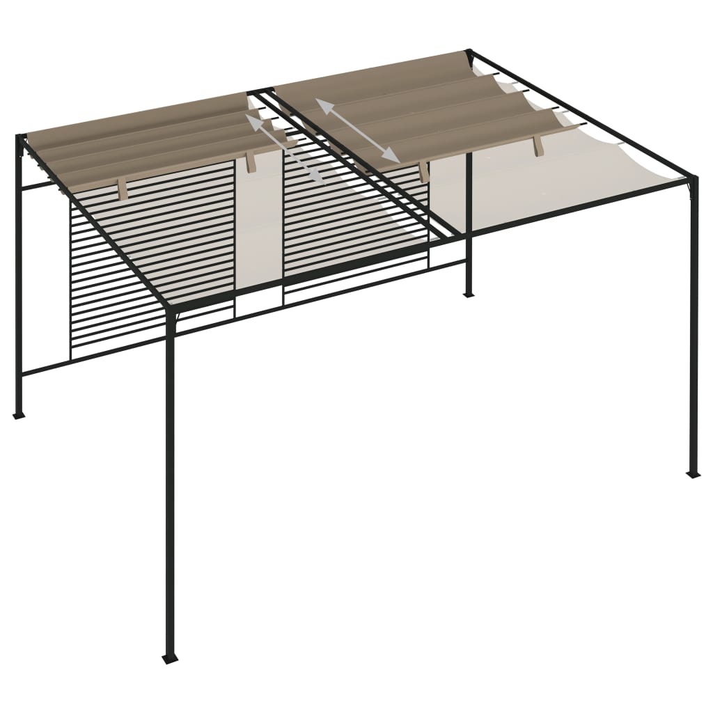 Paviljong med uttrekkbart tak 3x4x2,3 m gråbrun 180 g/m²