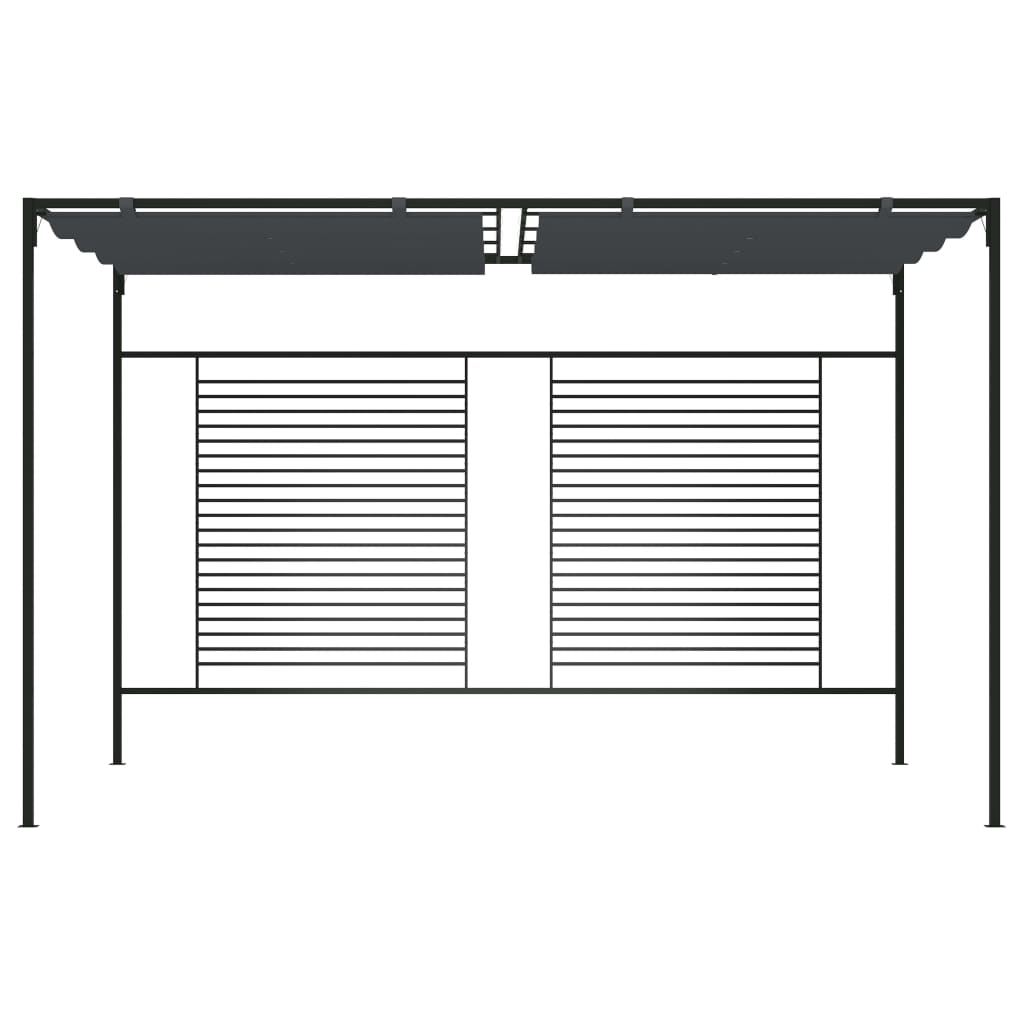 Paviljong med uttrekkbart tak 4x3x2,3 m antrasitt 180 g/m²