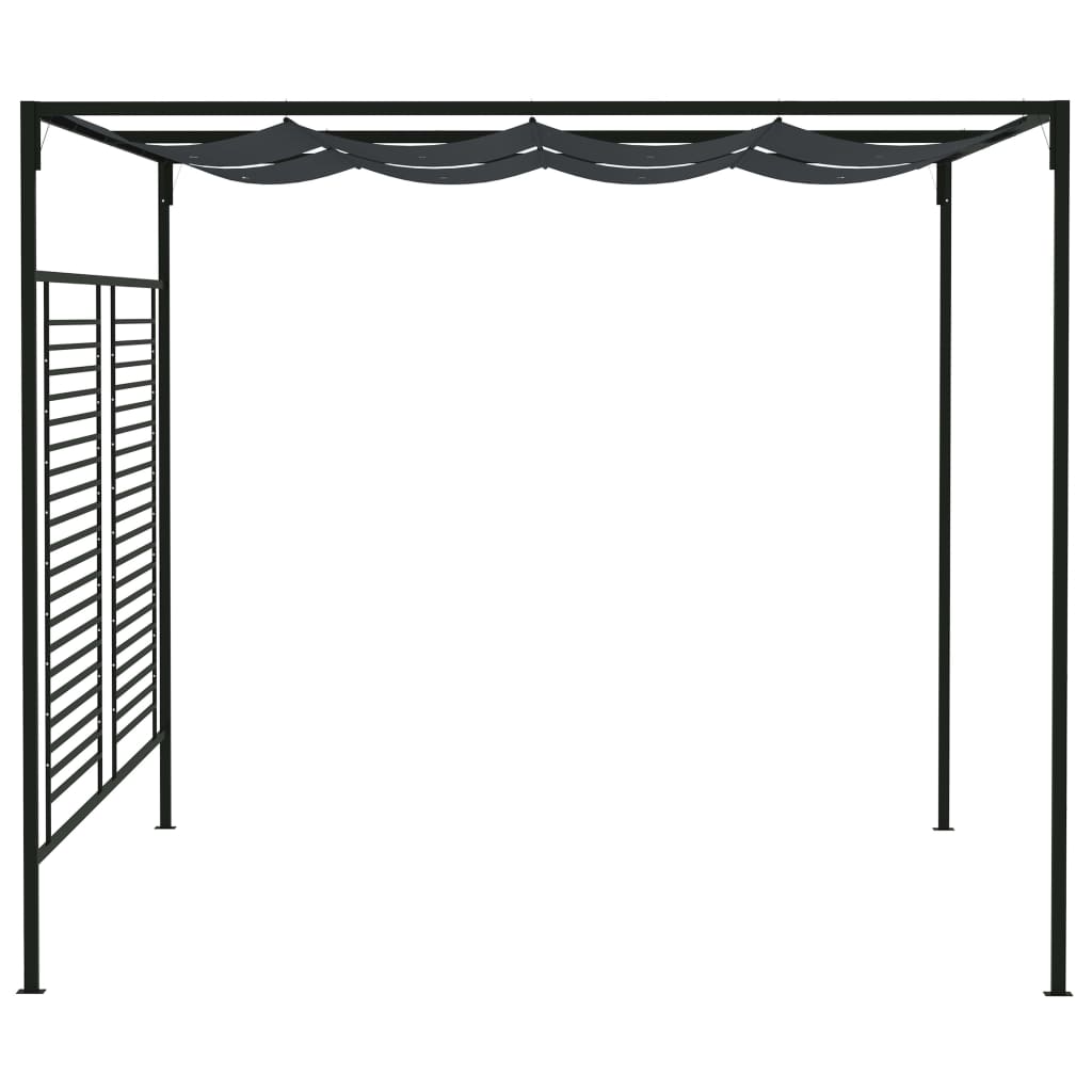 Paviljong med uttrekkbart tak 4x3x2,3 m antrasitt 180 g/m²
