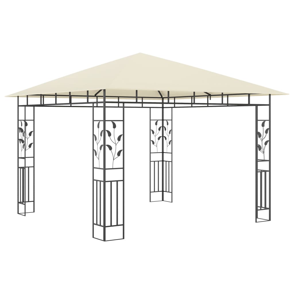Paviljong med myggnett og LED-lysslynge 3x3x2,73 m kremhvit