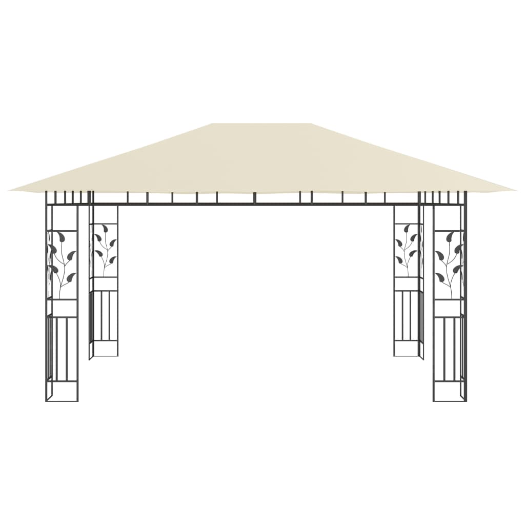 Paviljong med myggnett og LED-lysslynge 4x3x2,73 m kremhvit