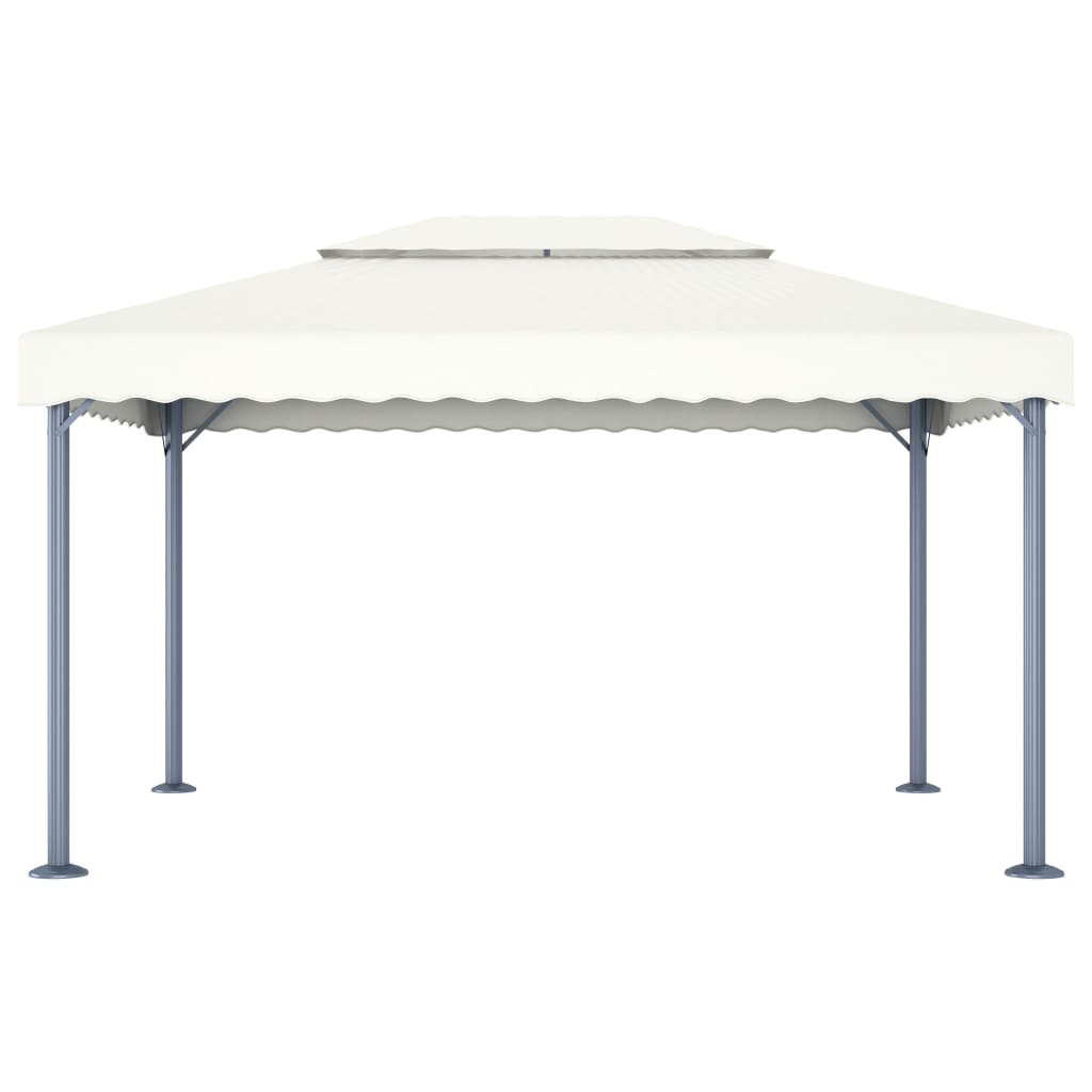 Paviljong med LED-strenglys 400x300 cm krem aluminium