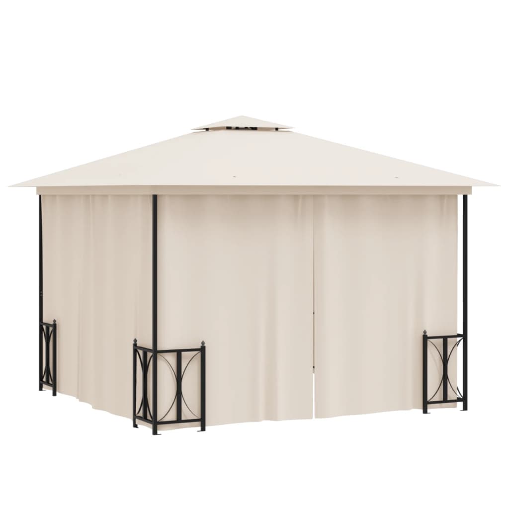 Paviljong med sidevegger og dobbelt tak 3x3 m kremhvit