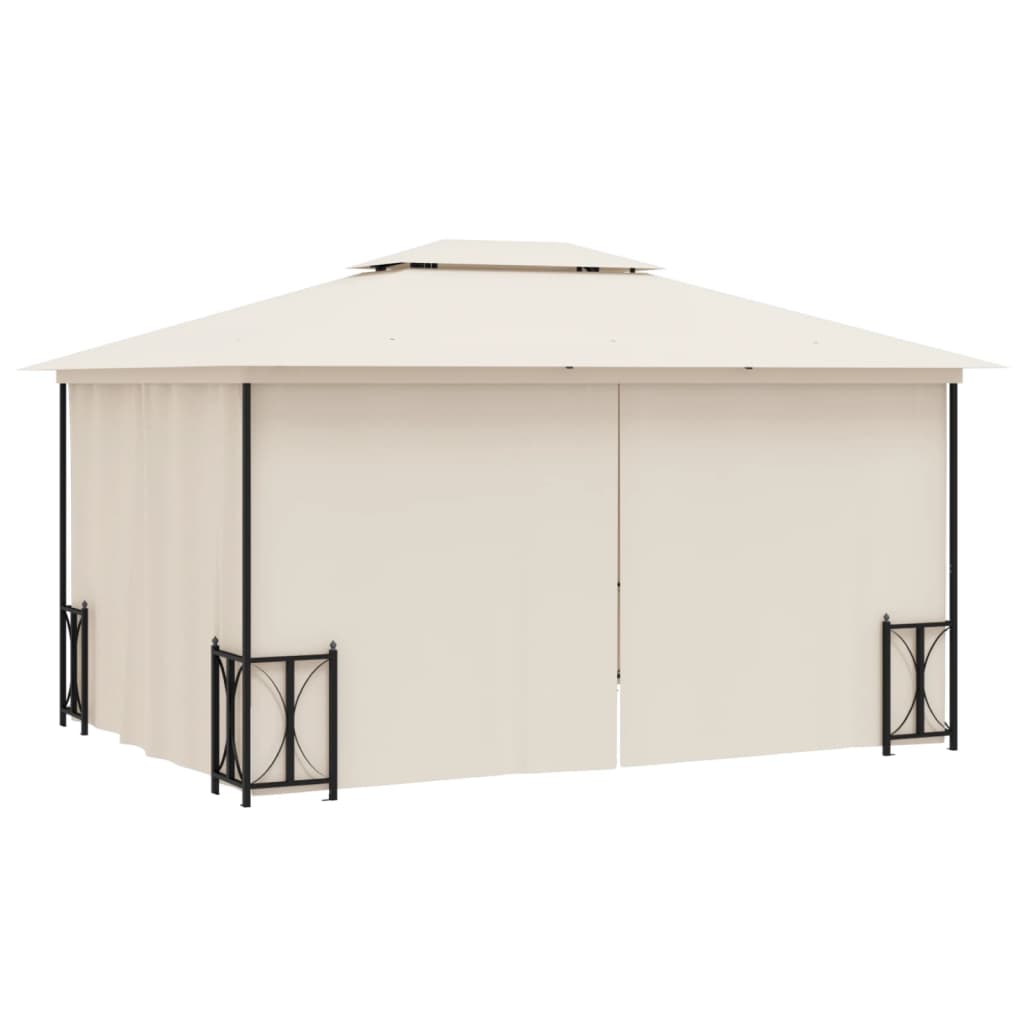 Paviljong med sidevegger og dobbelt tak 3x4 m kremhvit