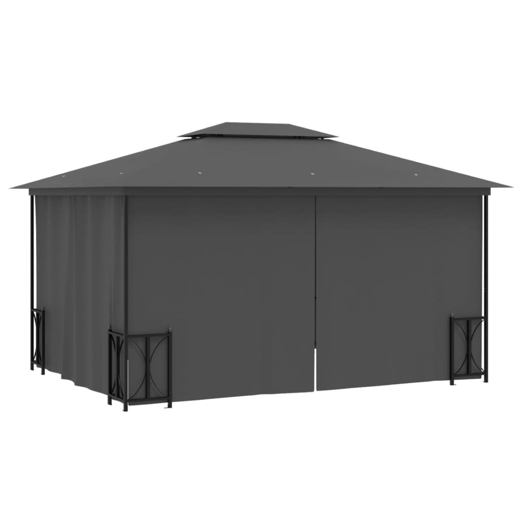 Paviljong med sidevegger og dobbelt tak 3x4 m antrasitt
