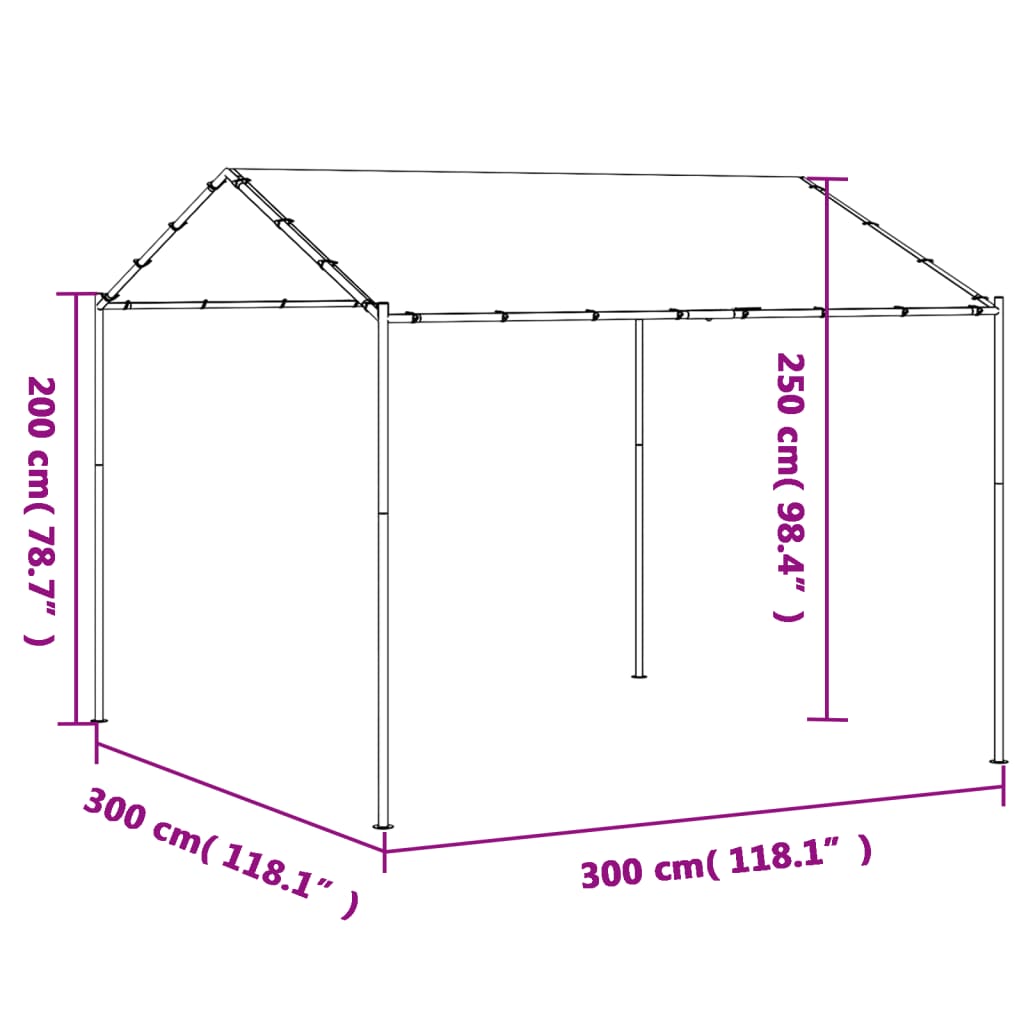 Paviljongtelt beige 3x3 m stål og stoff