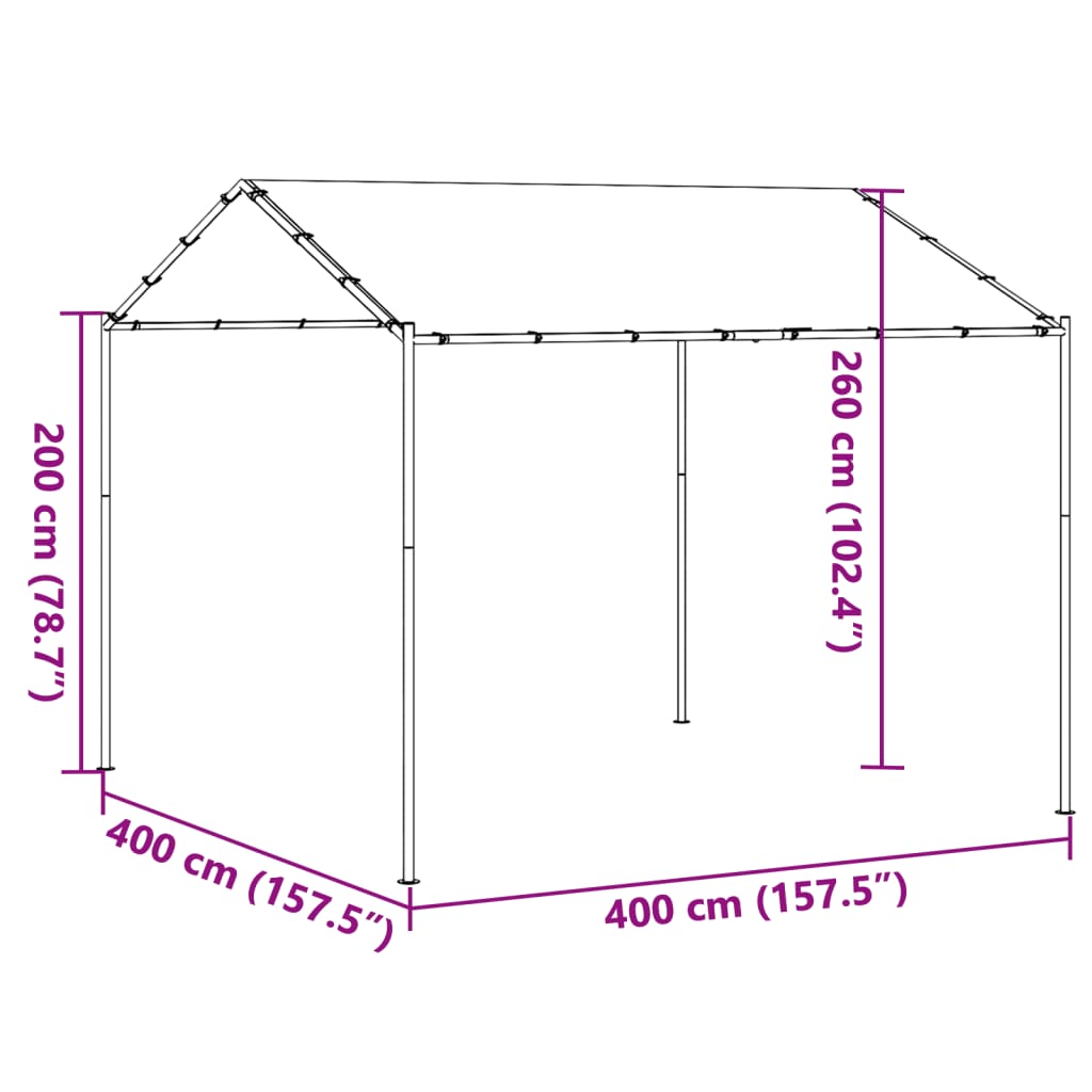Paviljongtelt beige 4x4 m stål og stoff