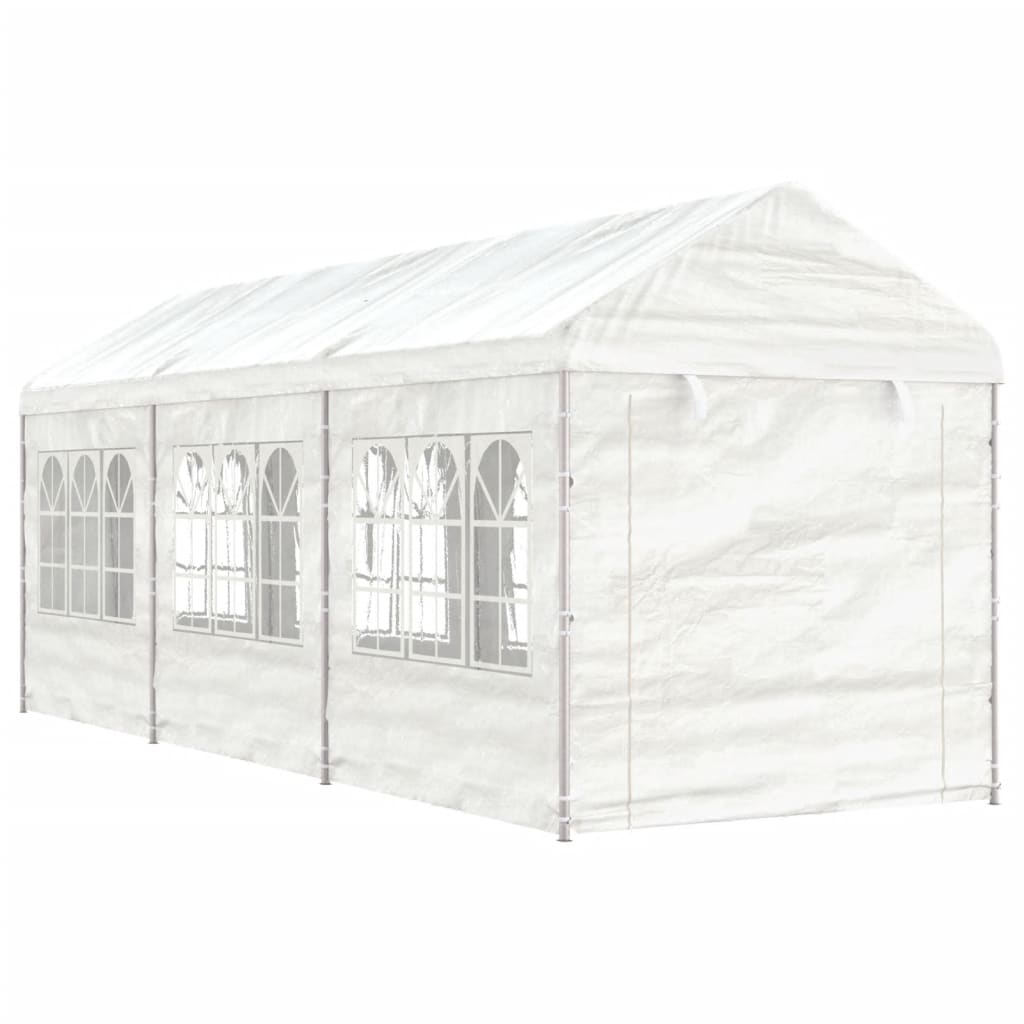 Paviljong med tak hvit 6,69x2,28x2,69 m polyetylen