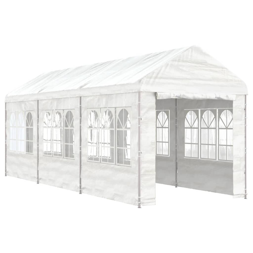 Paviljong med tak hvit 6,69x2,28x2,69 m polyetylen