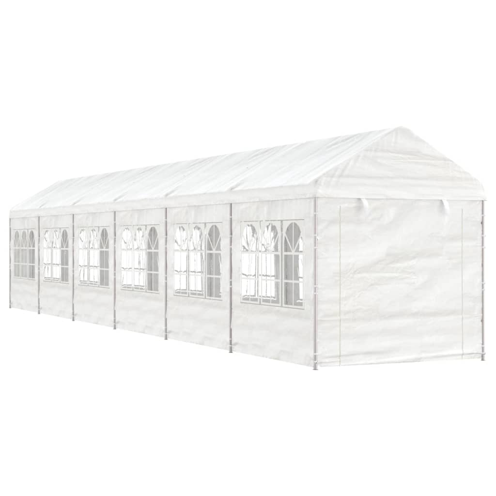 Paviljong med tak hvit 13,38x2,28x2,69 m polyetylen
