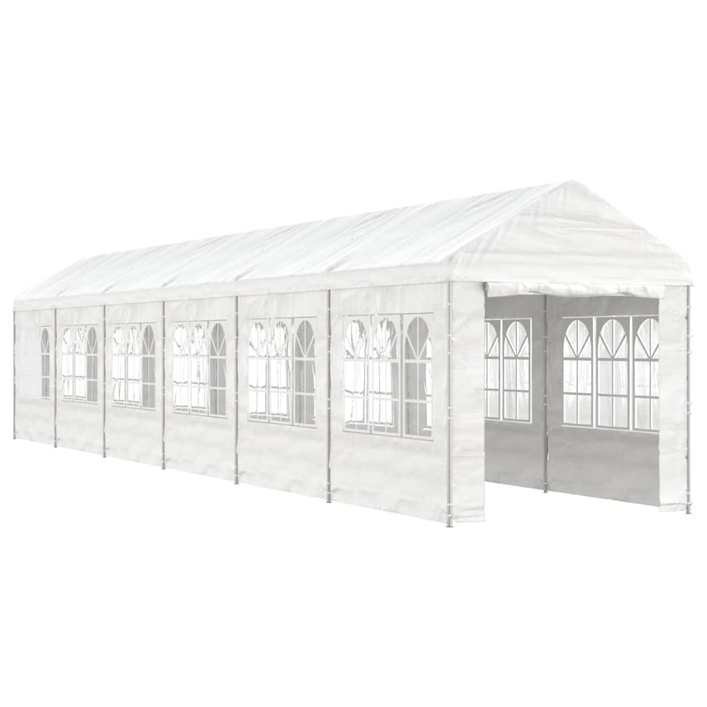 Paviljong med tak hvit 13,38x2,28x2,69 m polyetylen