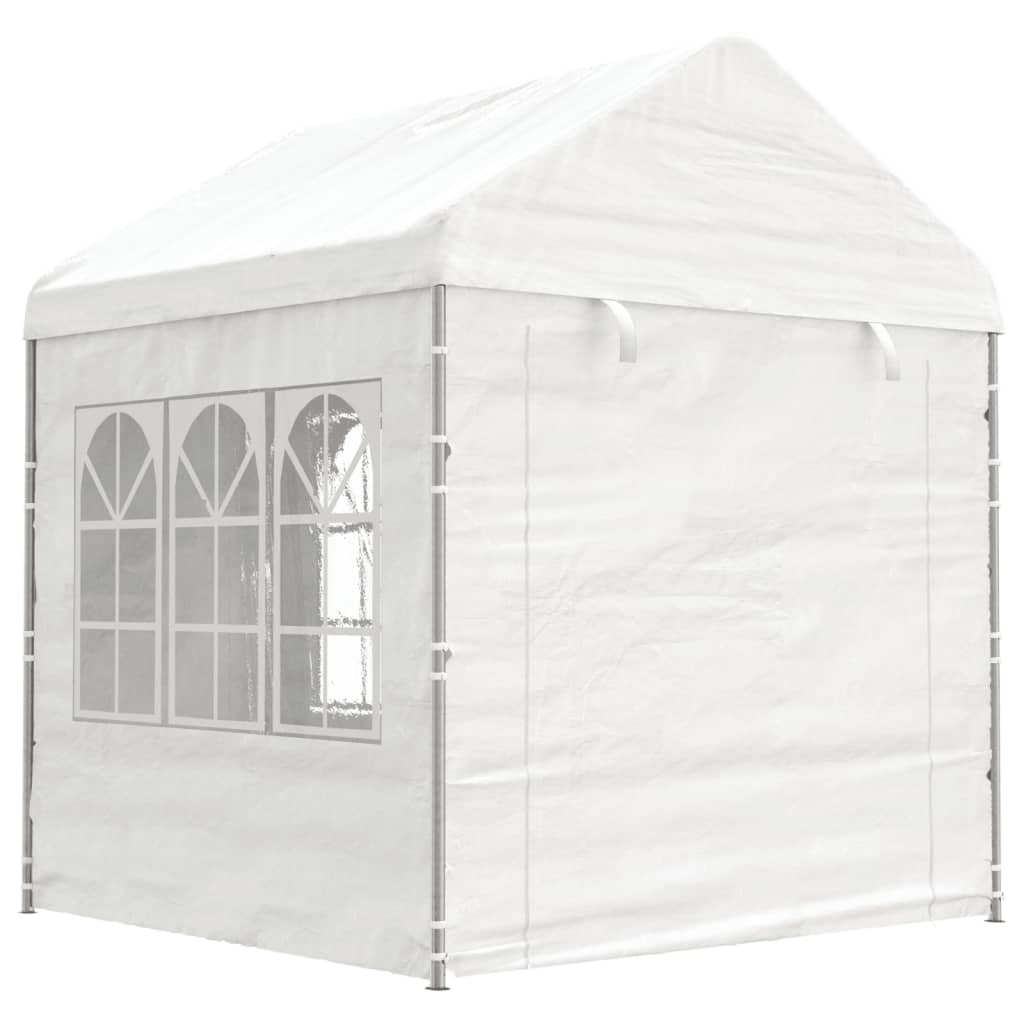 Paviljong med tak hvit 13,38x2,28x2,69 m polyetylen