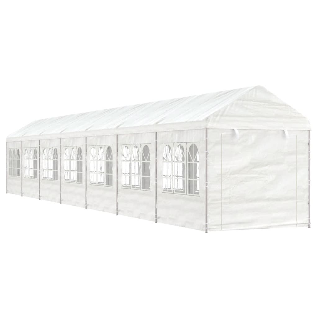 Paviljong med tak hvit 15,61x2,28x2,69 m polyetylen
