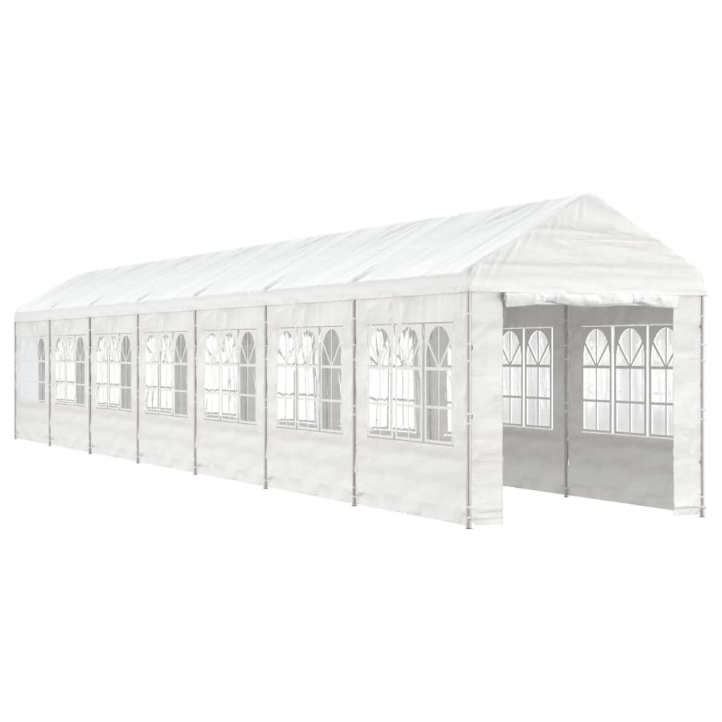 Paviljong med tak hvit 15,61x2,28x2,69 m polyetylen
