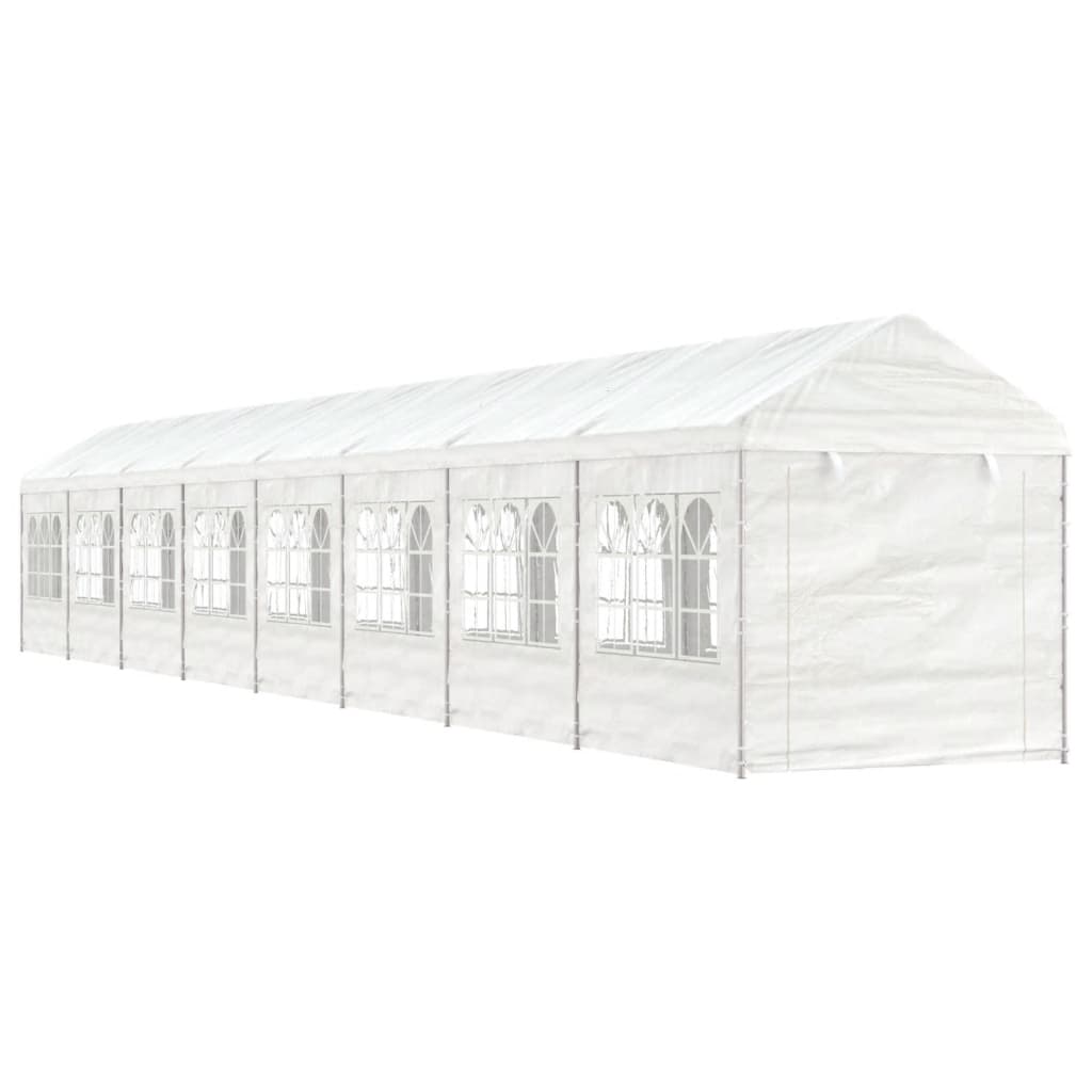Paviljong med tak hvit 17,84x2,28x2,69 m polyetylen