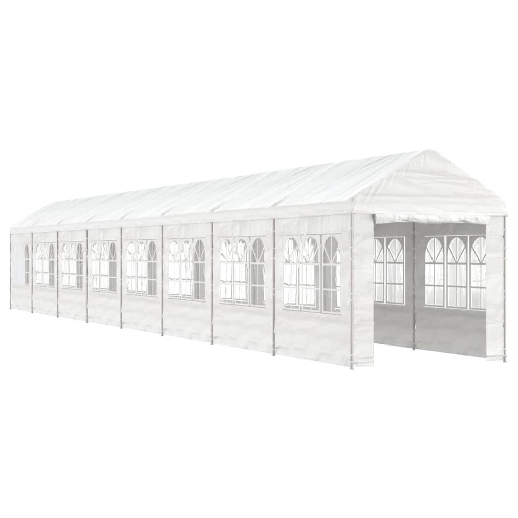 Paviljong med tak hvit 17,84x2,28x2,69 m polyetylen