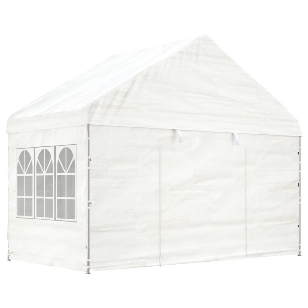 Paviljong med tak hvit 20,07x4,08x3,22 m polyetylen