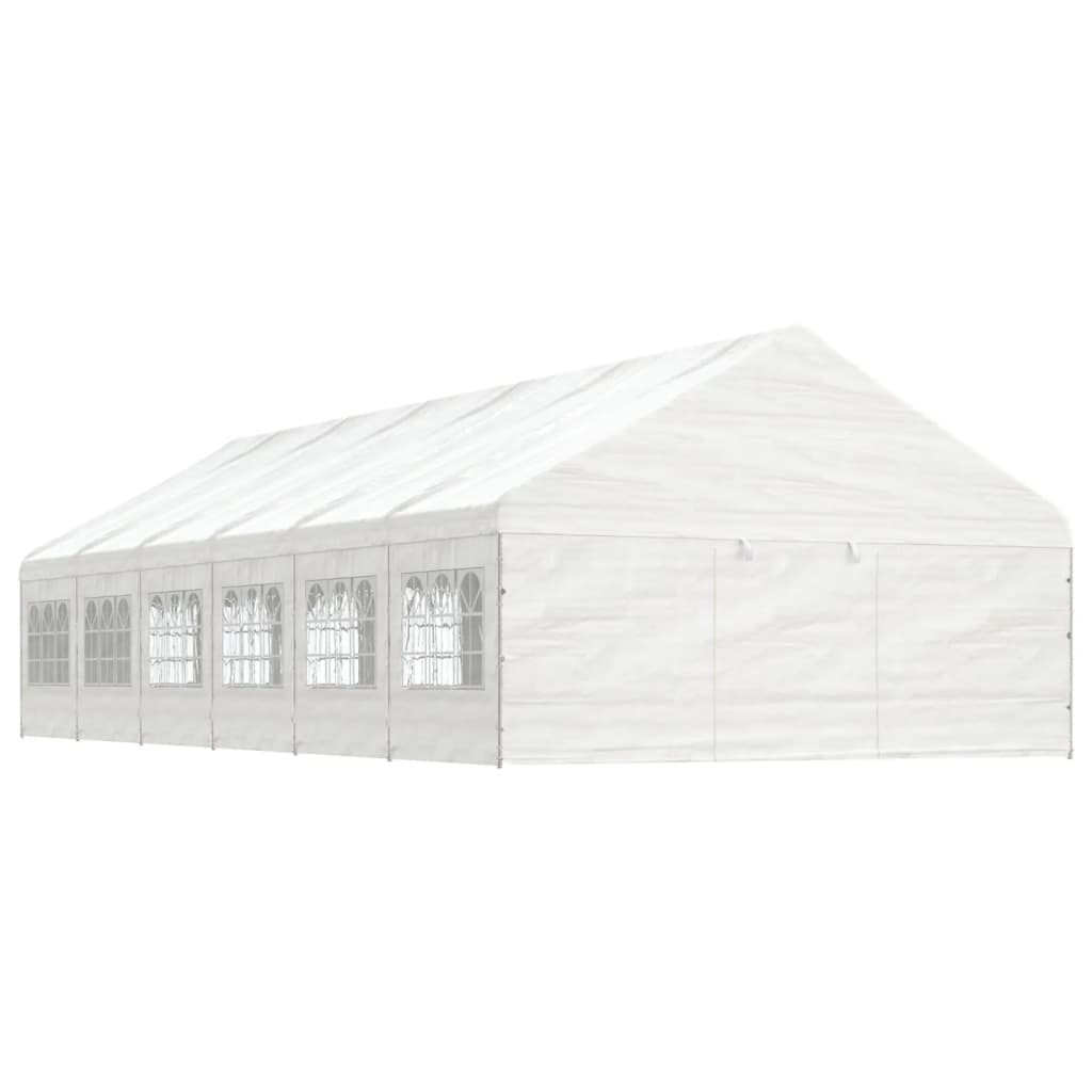 Paviljong med tak hvit 13,38x5,88x3,75 m polyetylen