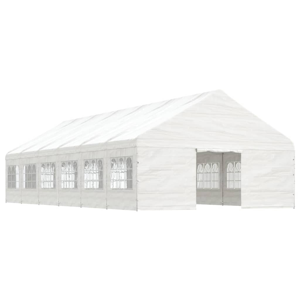 Paviljong med tak hvit 13,38x5,88x3,75 m polyetylen