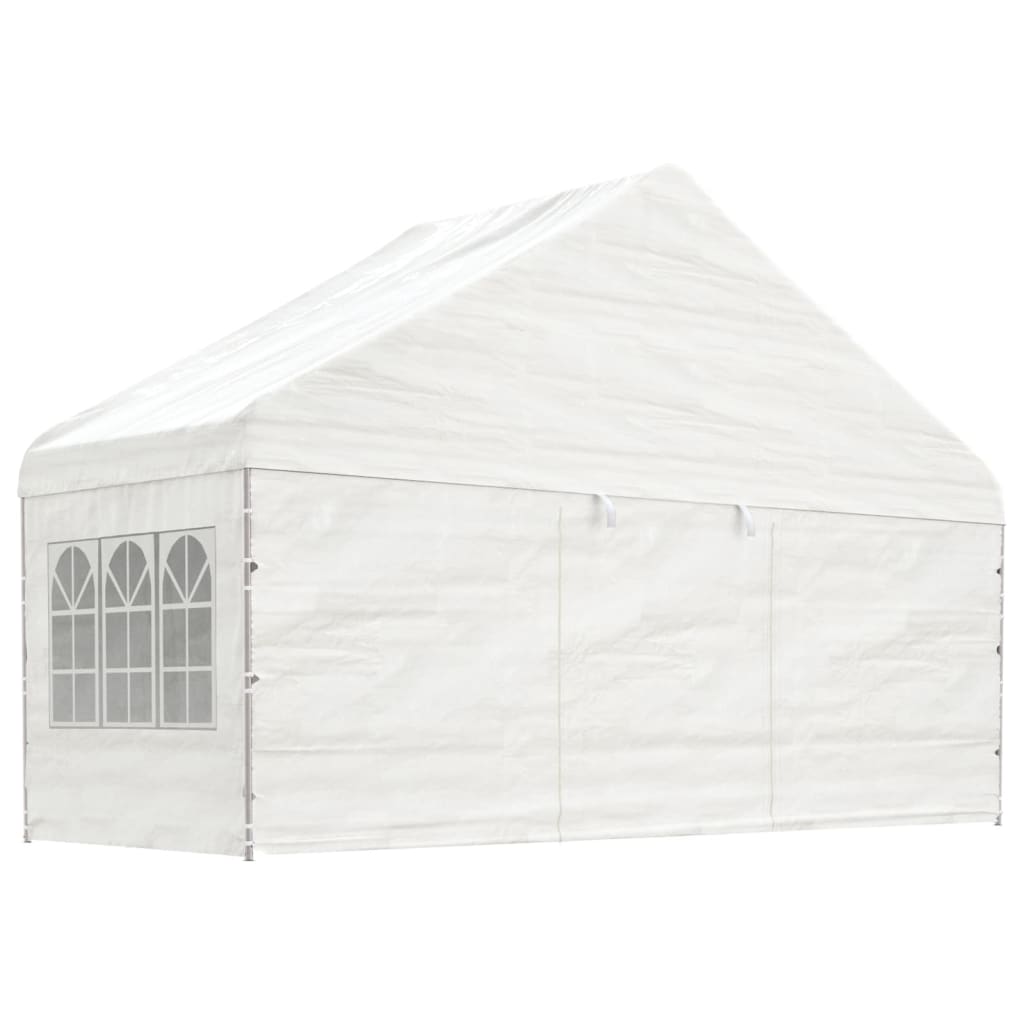 Paviljong med tak hvit 13,38x5,88x3,75 m polyetylen
