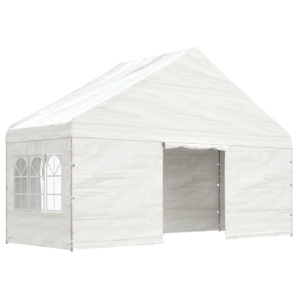 Paviljong med tak hvit 13,38x5,88x3,75 m polyetylen