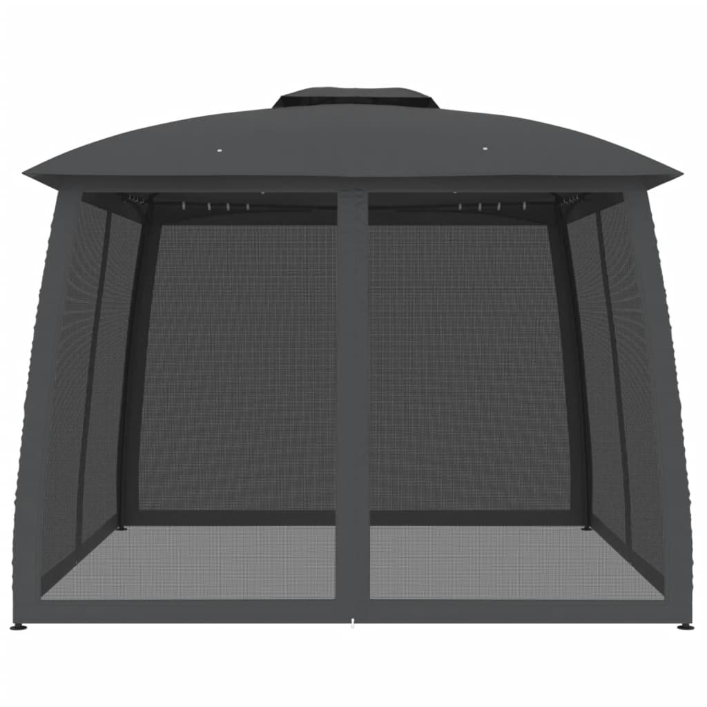 Paviljong dobbelttak og nettingvegger antrasitt 2,93x2,93m stål