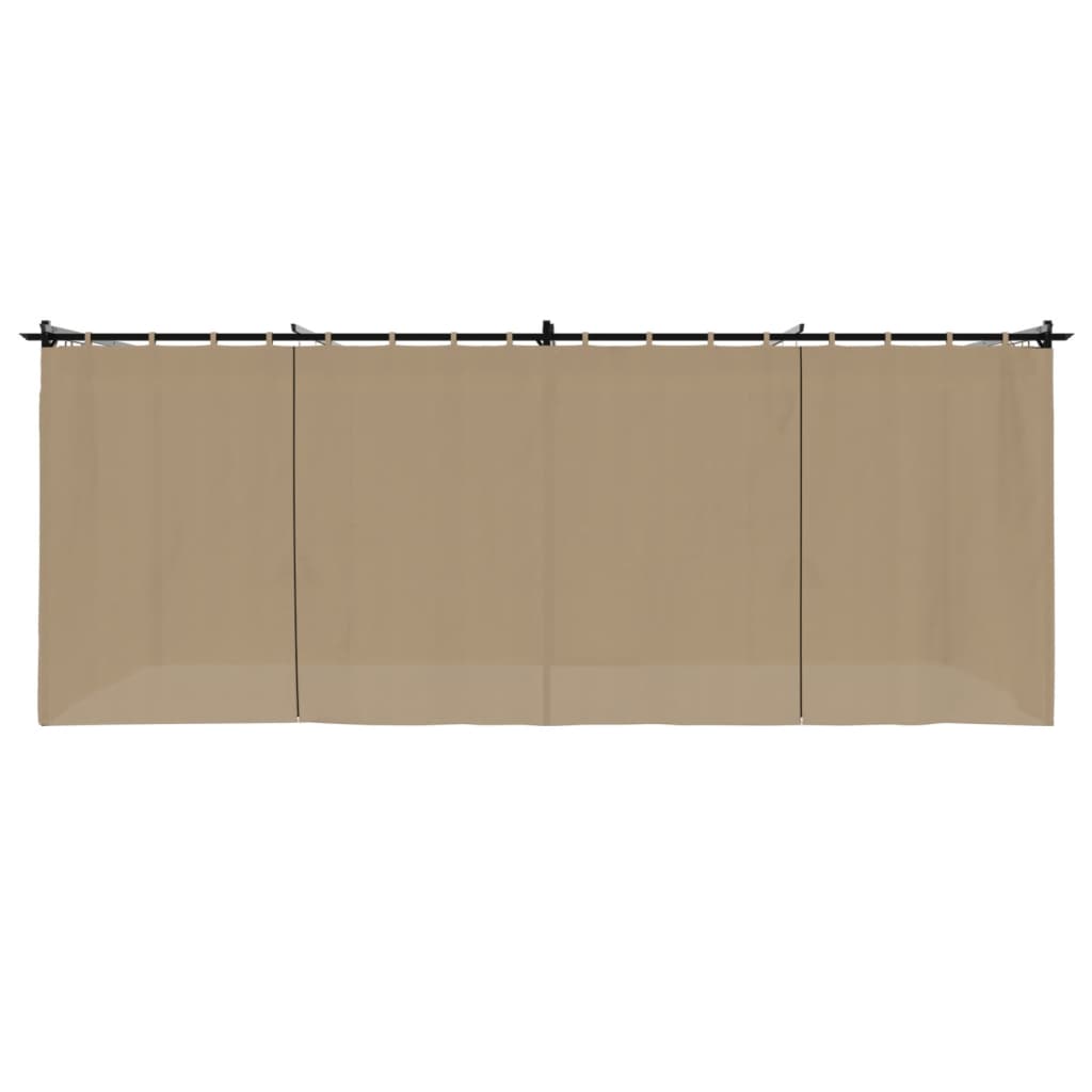 Paviljong med gardiner gråbrun 6x3 m stål
