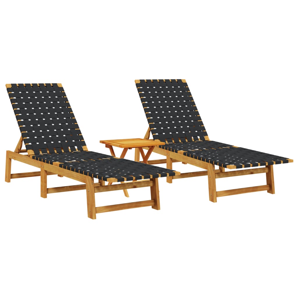Solsenger 2 stk med bord svart heltre akasie