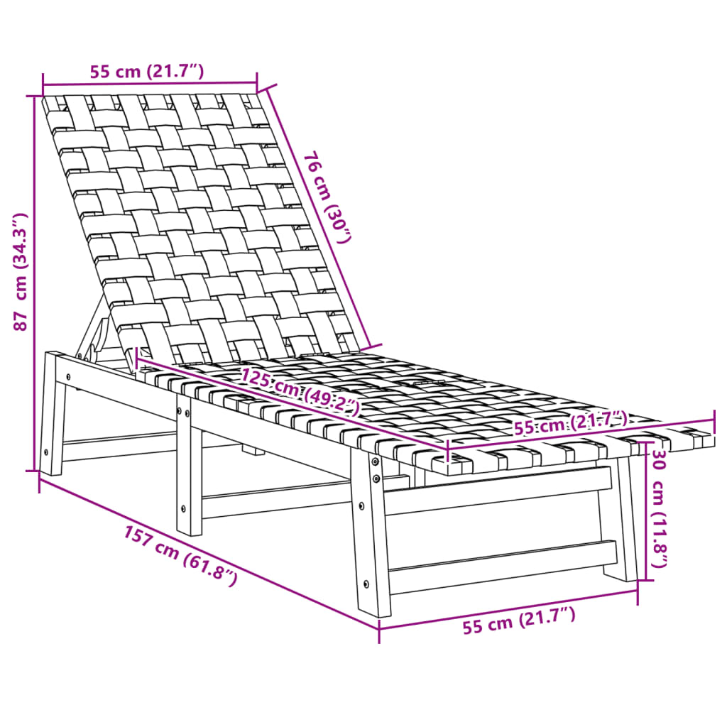 Solsenger 2 stk med bord svart heltre akasie