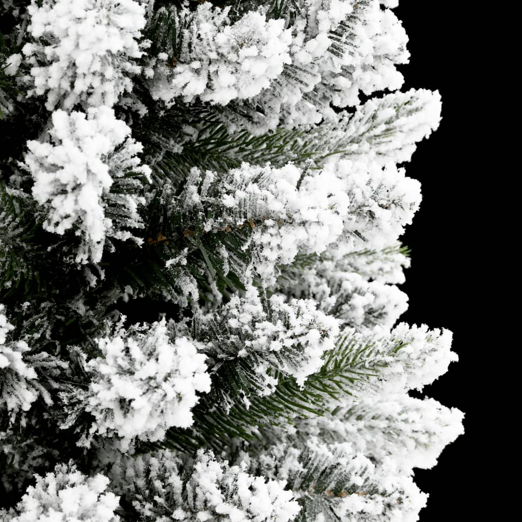 Slankt kunstig juletre med flokket snø 120 cm PVC og PE
