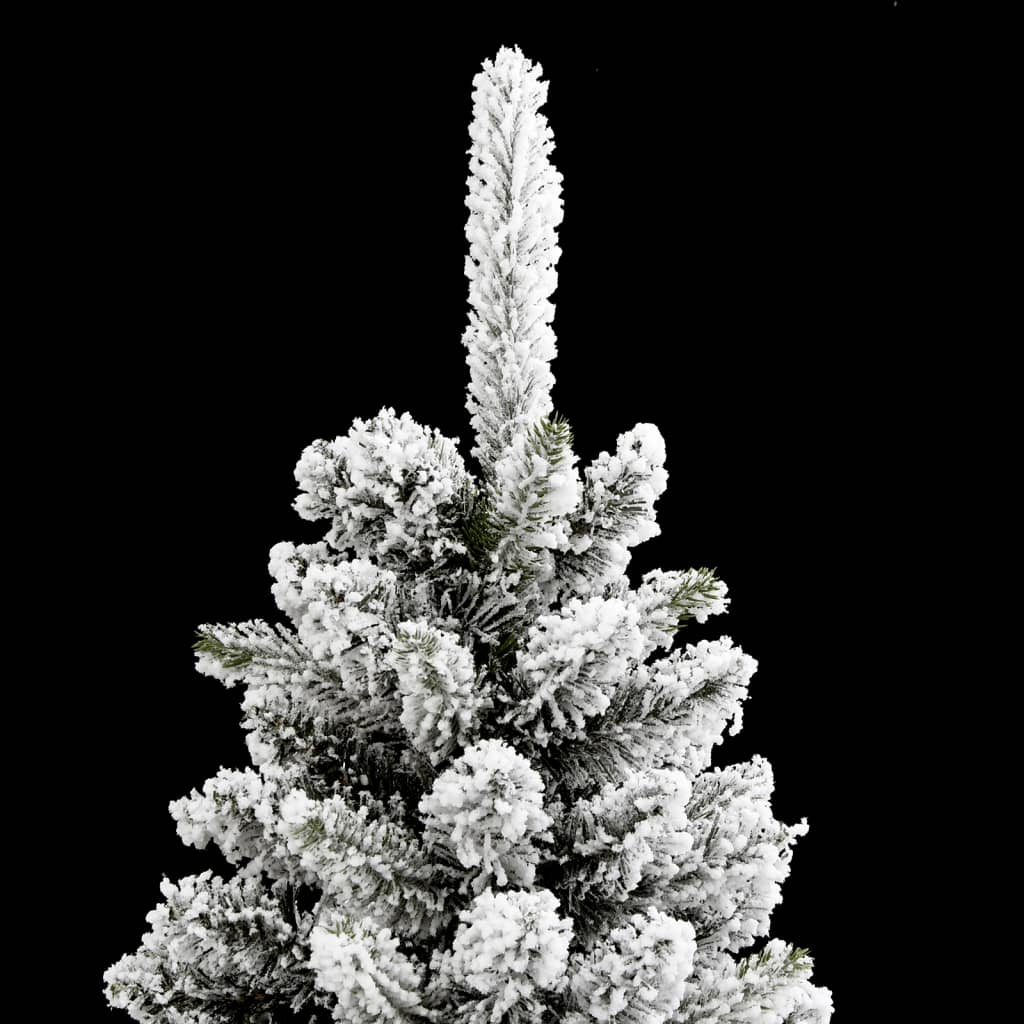 Slankt kunstig juletre med flokket snø 120 cm PVC og PE