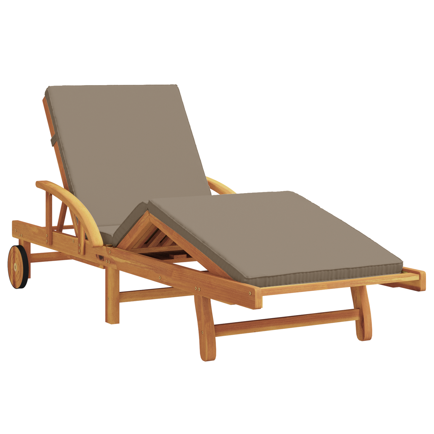 Solsenger 2 stk med puter og bord Taupe Solid tre Acacia