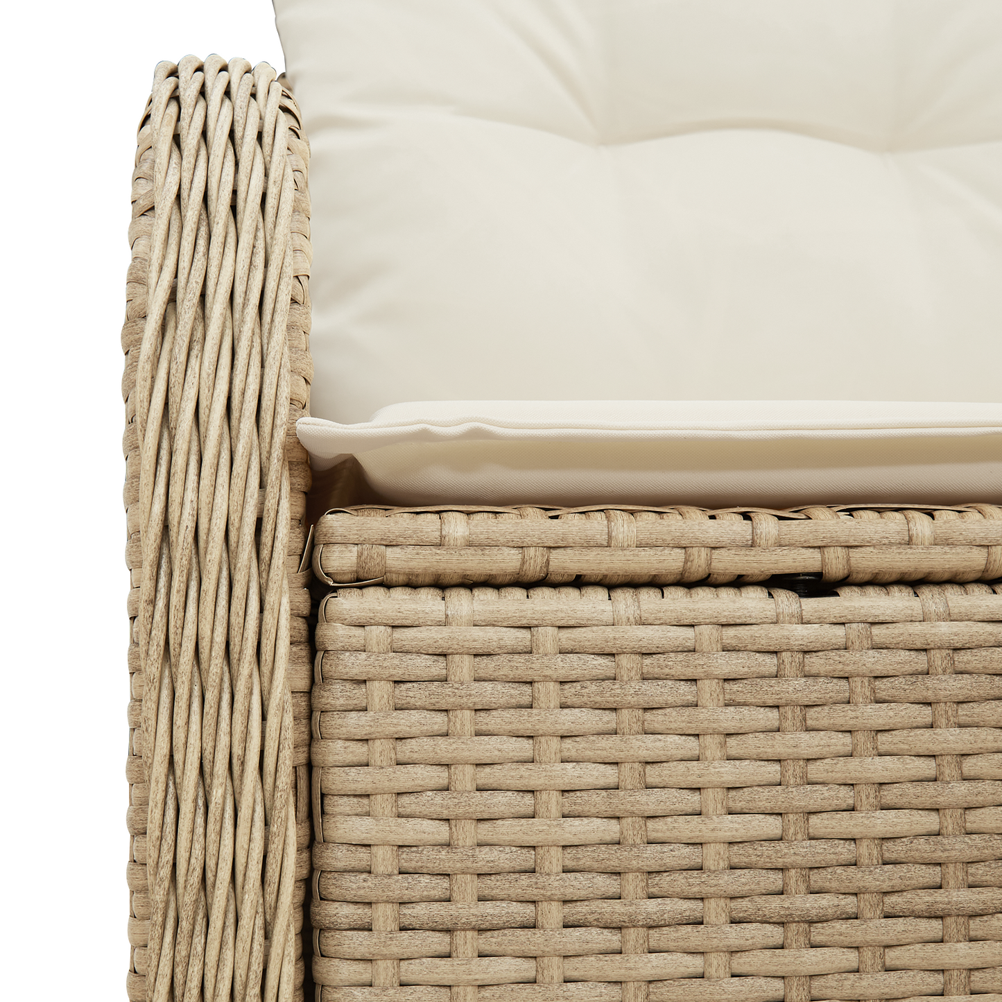 2-seters hagesofa med puter beige polyrotting