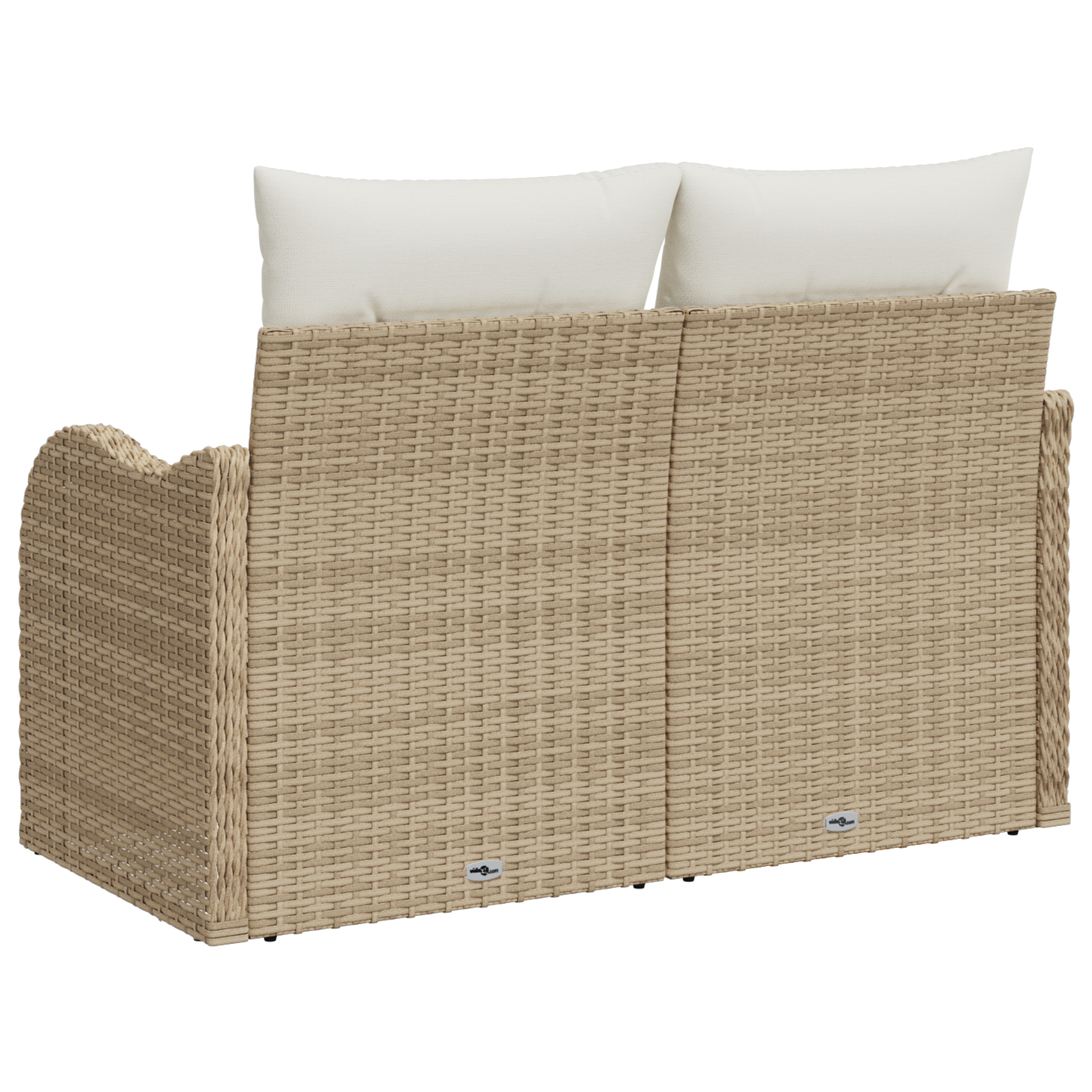 2-seters hagesofa med puter beige polyrotting