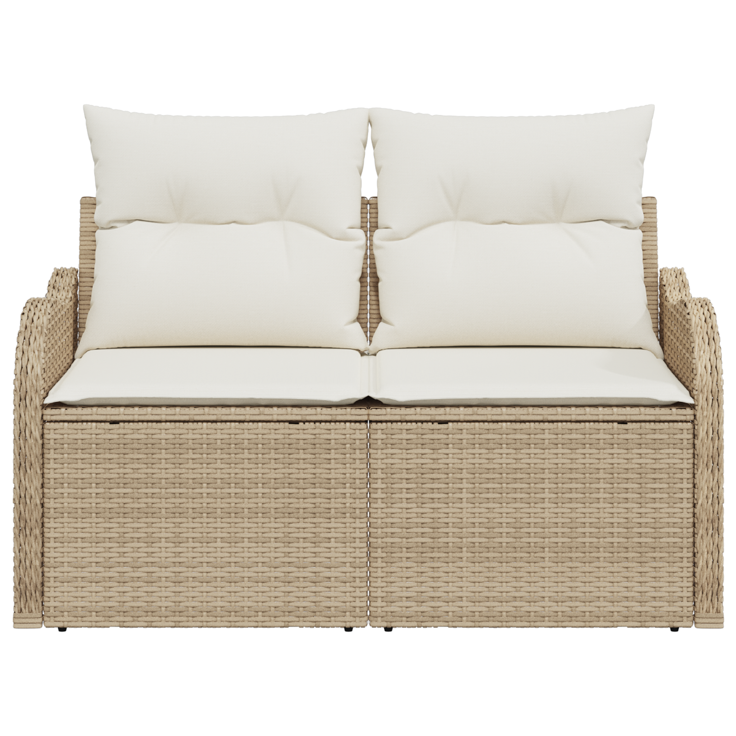 2-seters hagesofa med puter beige polyrotting