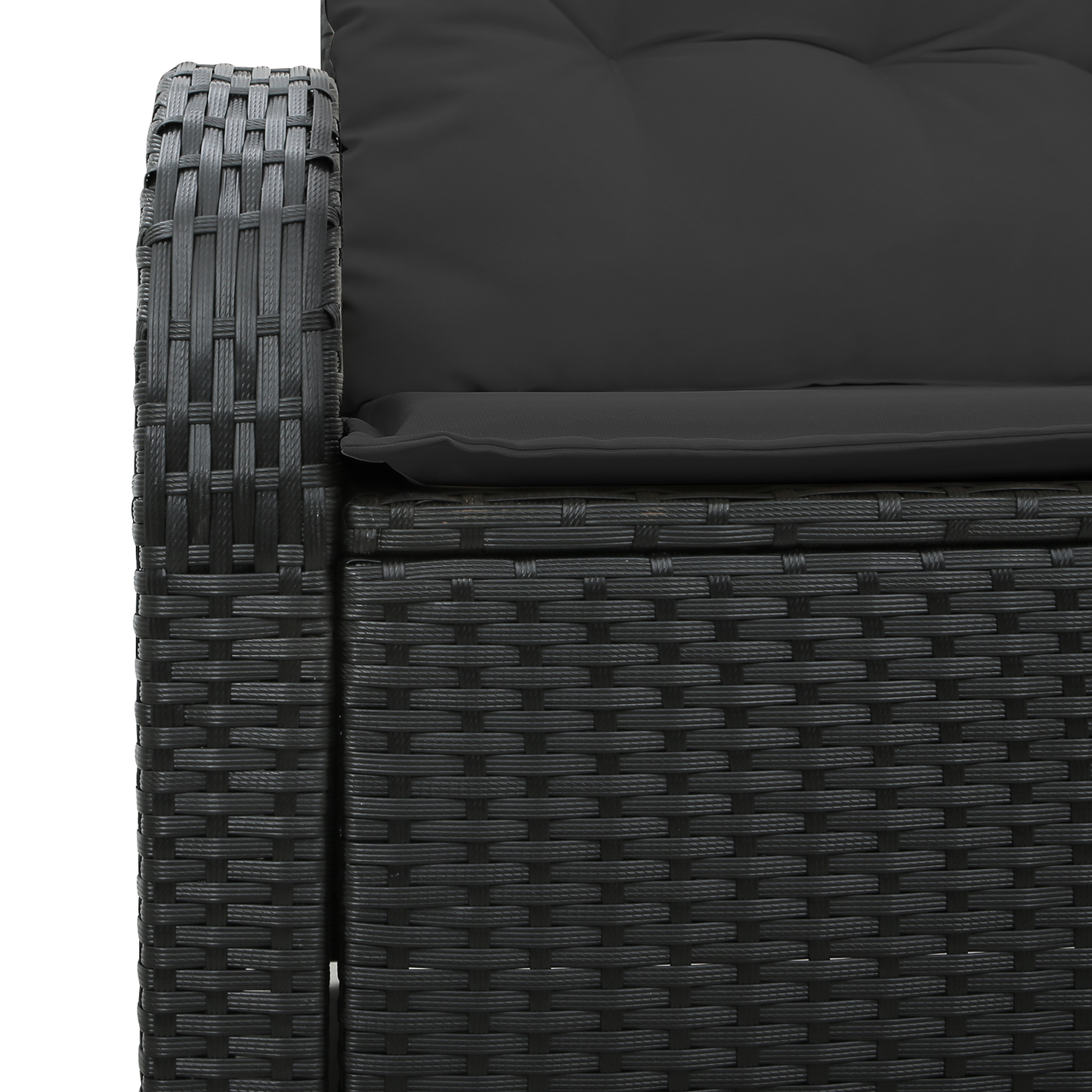2-seters hagesofa med puter svart poly rattan