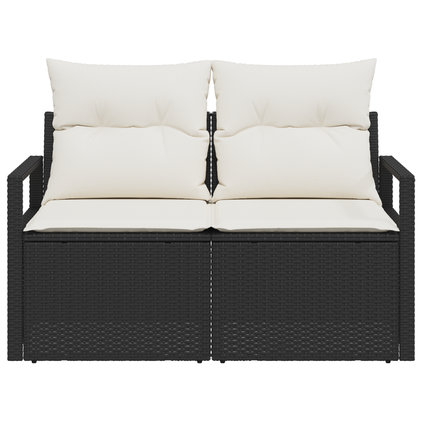 2-seter Hage Sofa med Puter Svart Poly Ratt