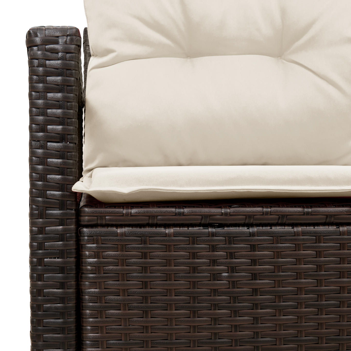 2-seters hagesofa med puter brun polyrotting