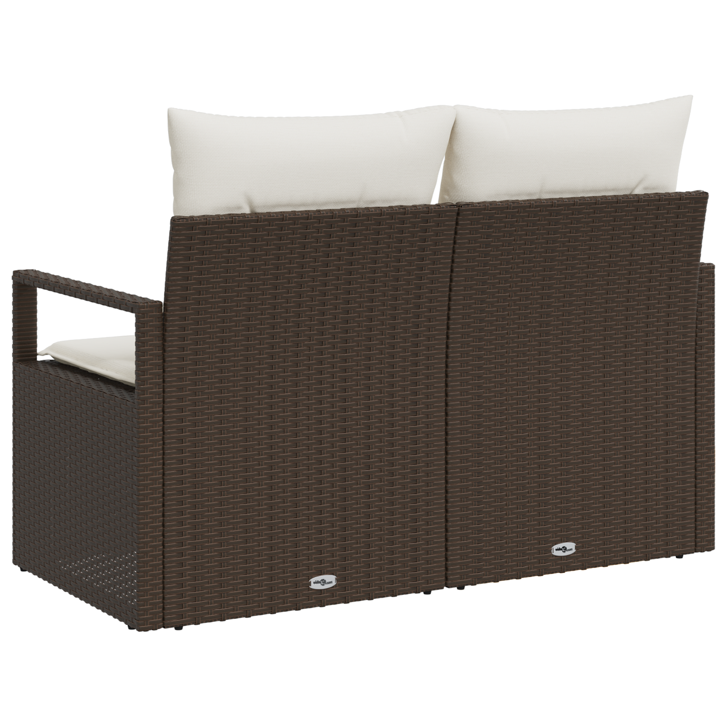 2-seters hagesofa med puter brun polyrotting
