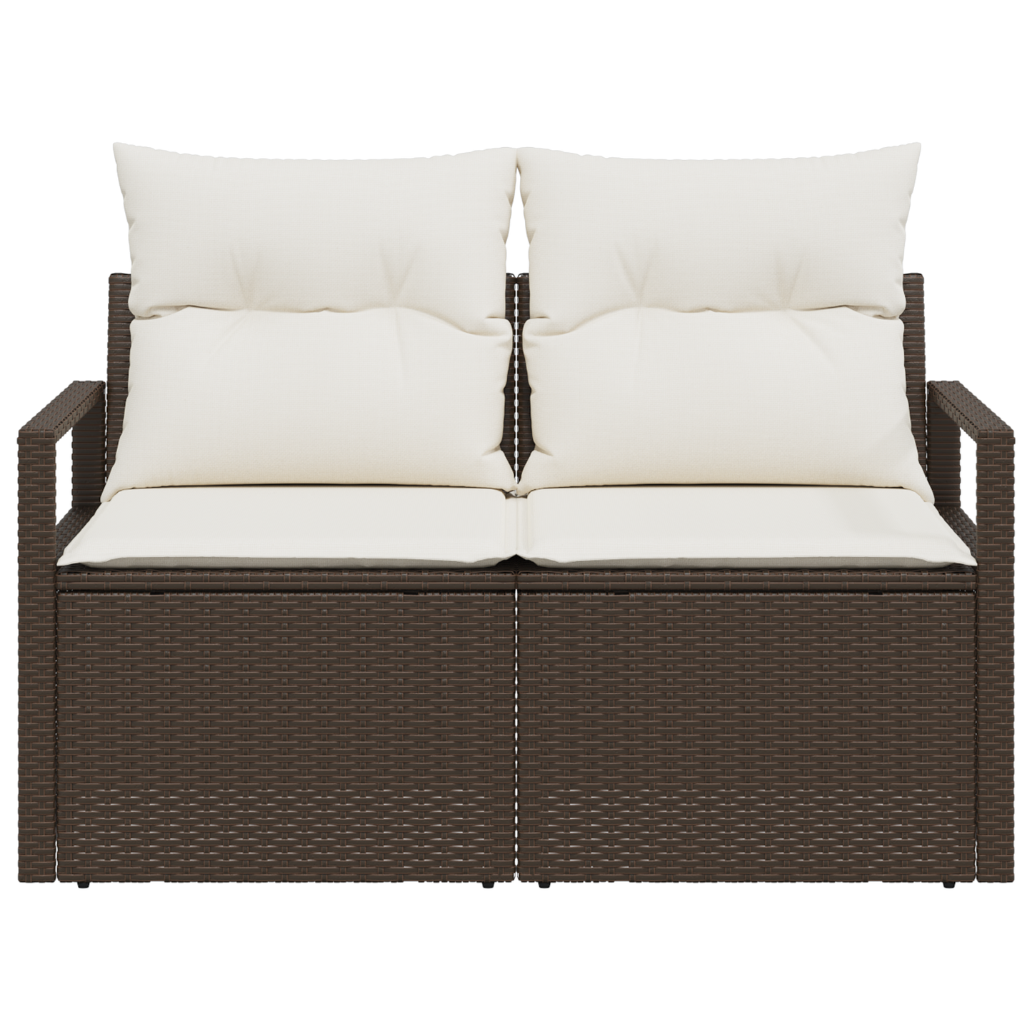 2-seters hagesofa med puter brun polyrotting