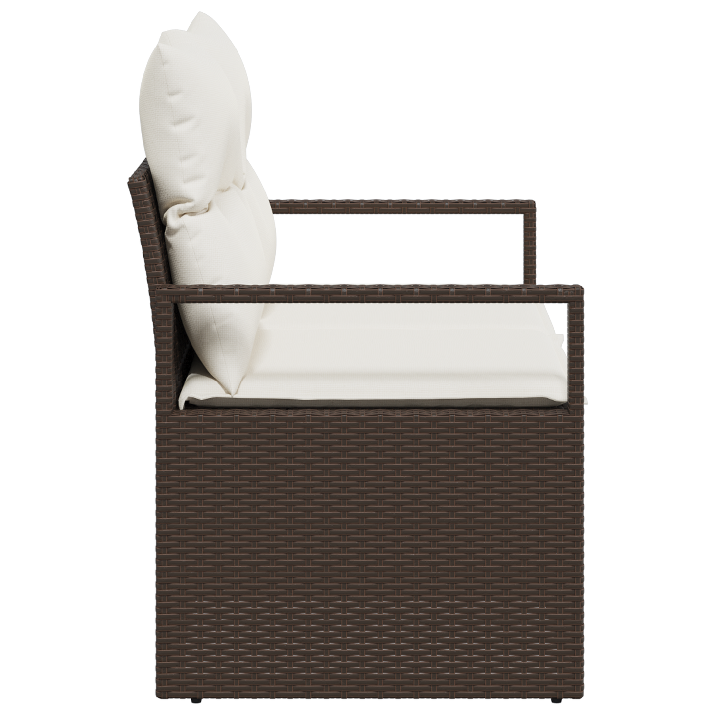 2-seters hagesofa med puter brun polyrotting