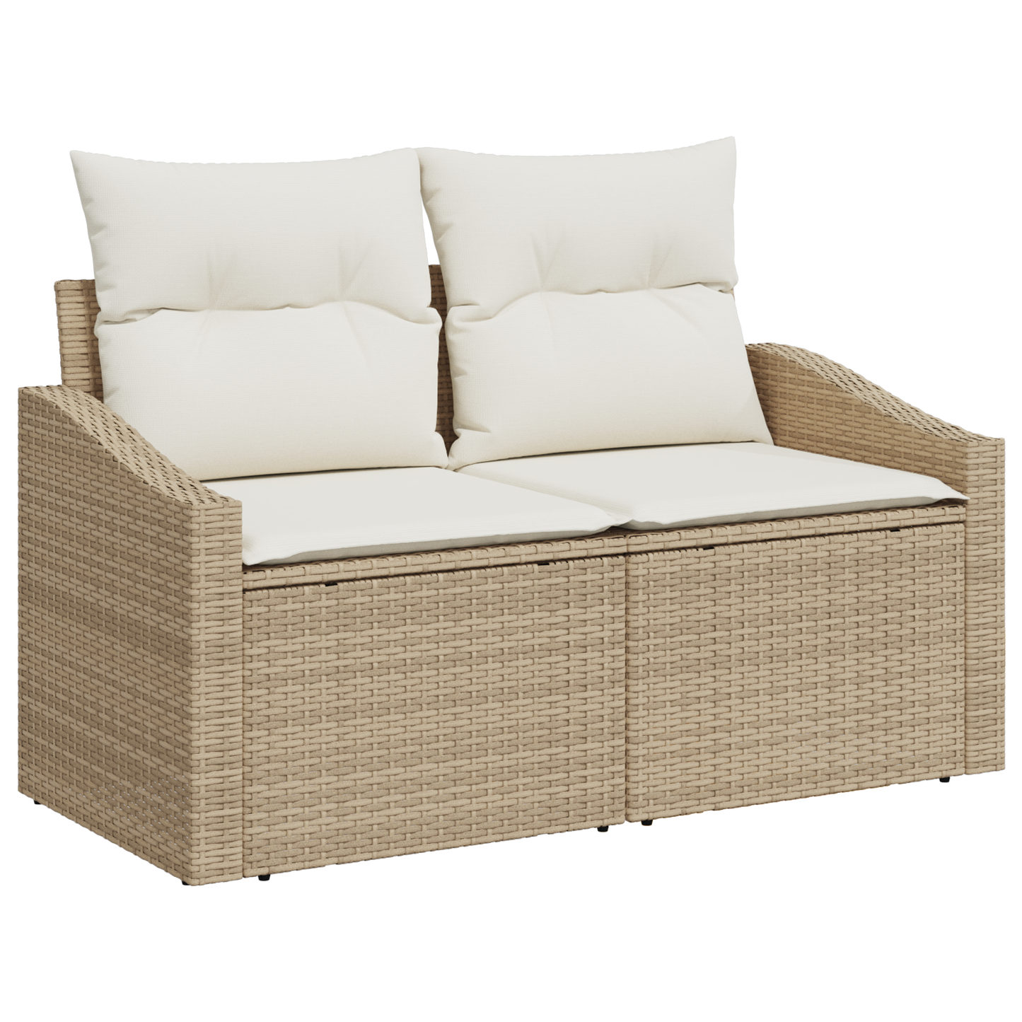 2-seters Hagemøbelsofa med Puter Beige Poly Rattan