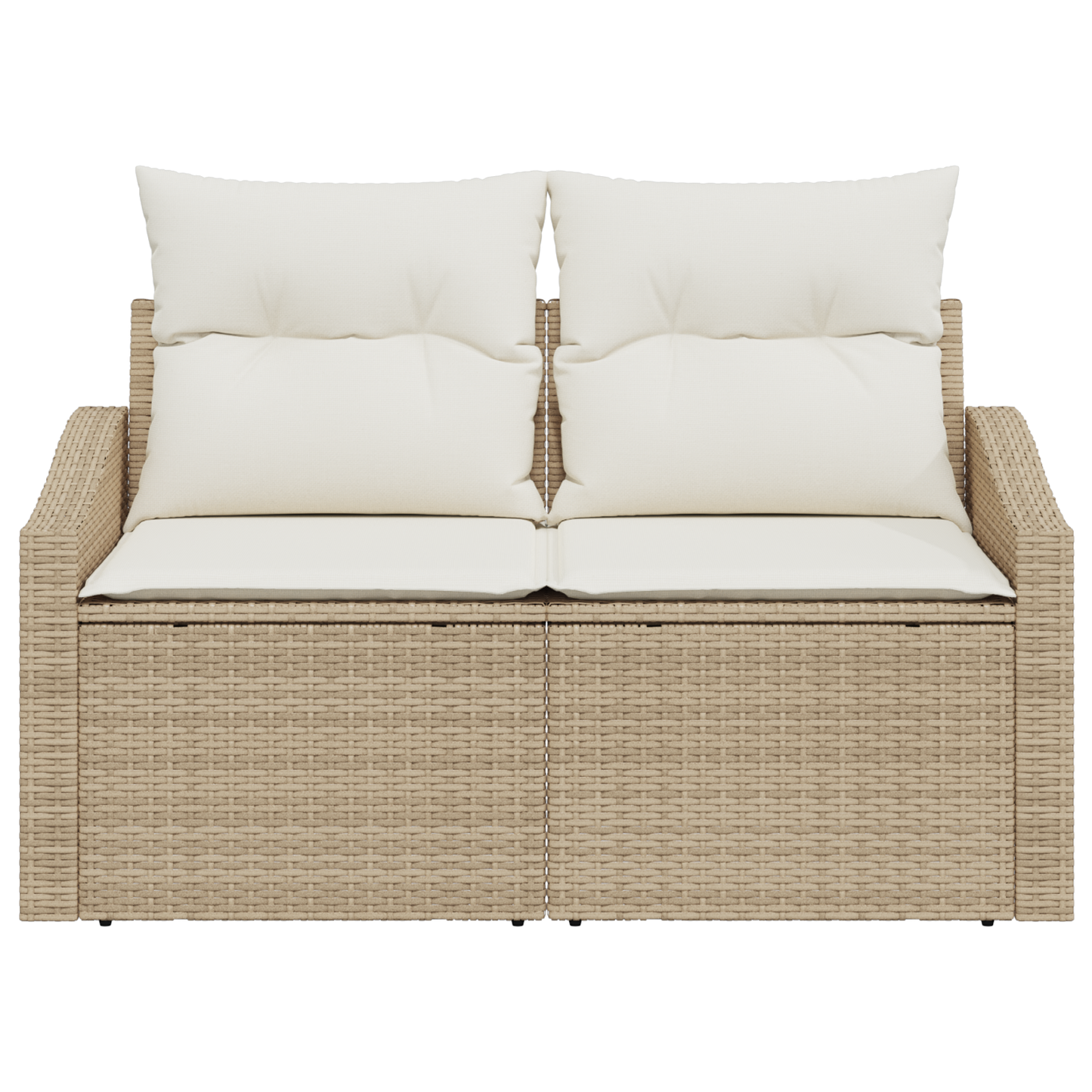 2-seters Hagemøbelsofa med Puter Beige Poly Rattan