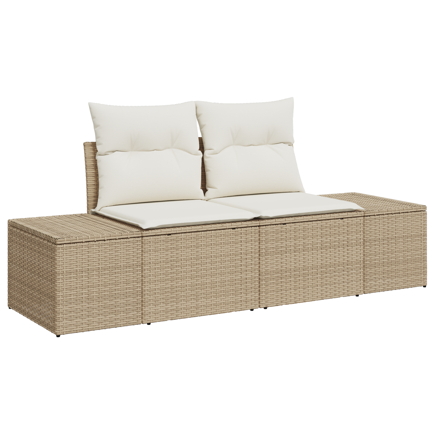 2-seters hagesofa med puter beige poly rattan
