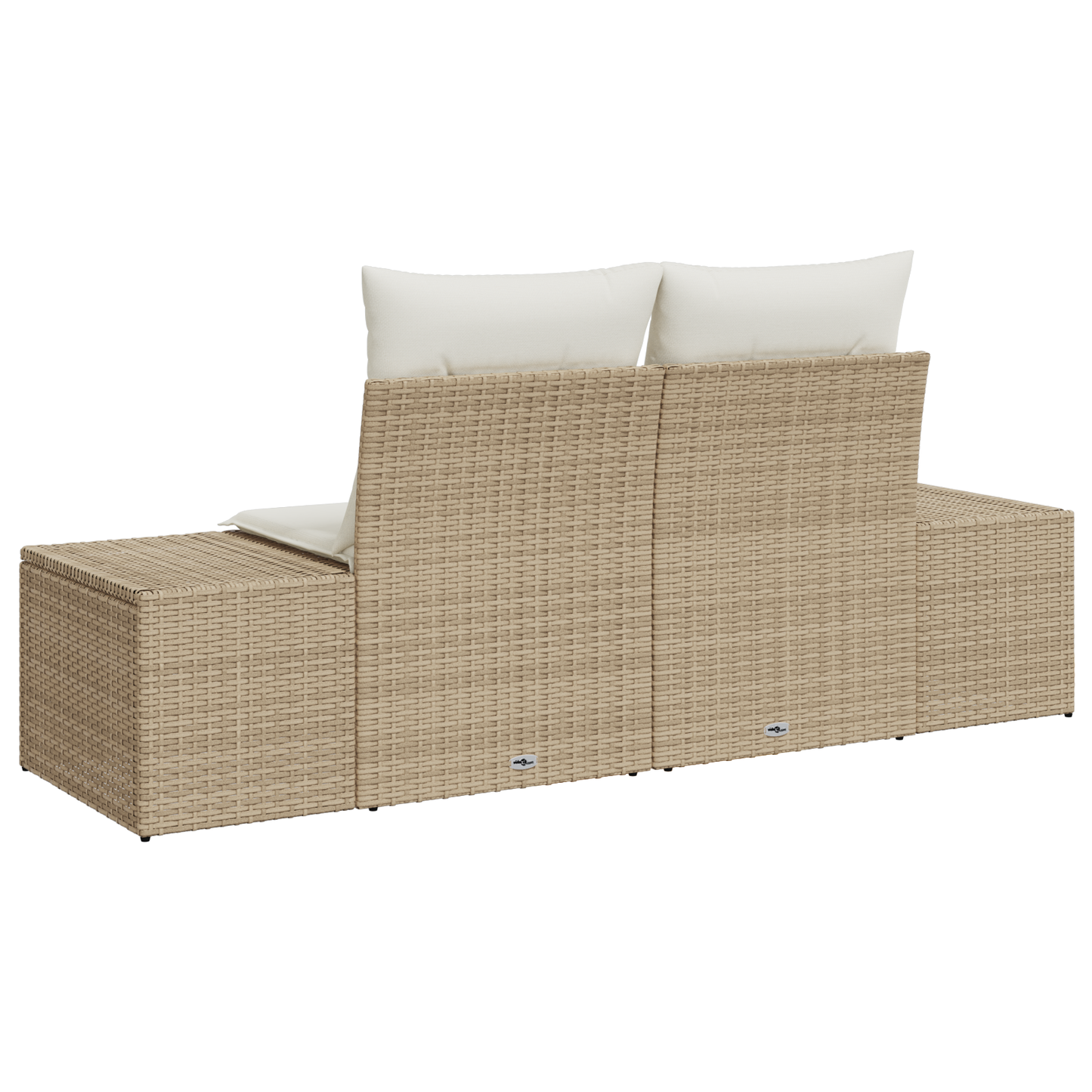 2-seters hagesofa med puter beige poly rattan