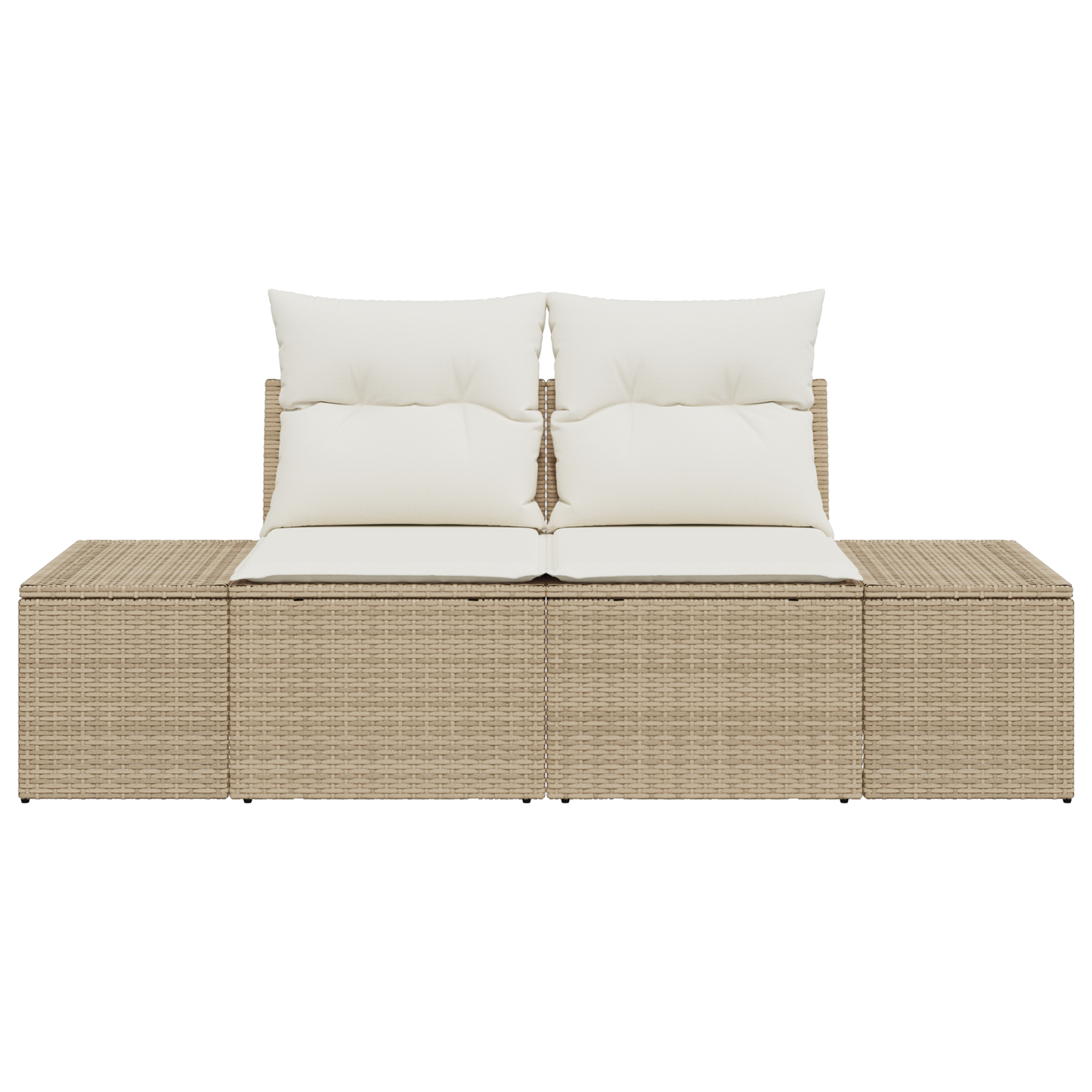 2-seters hagesofa med puter beige poly rattan