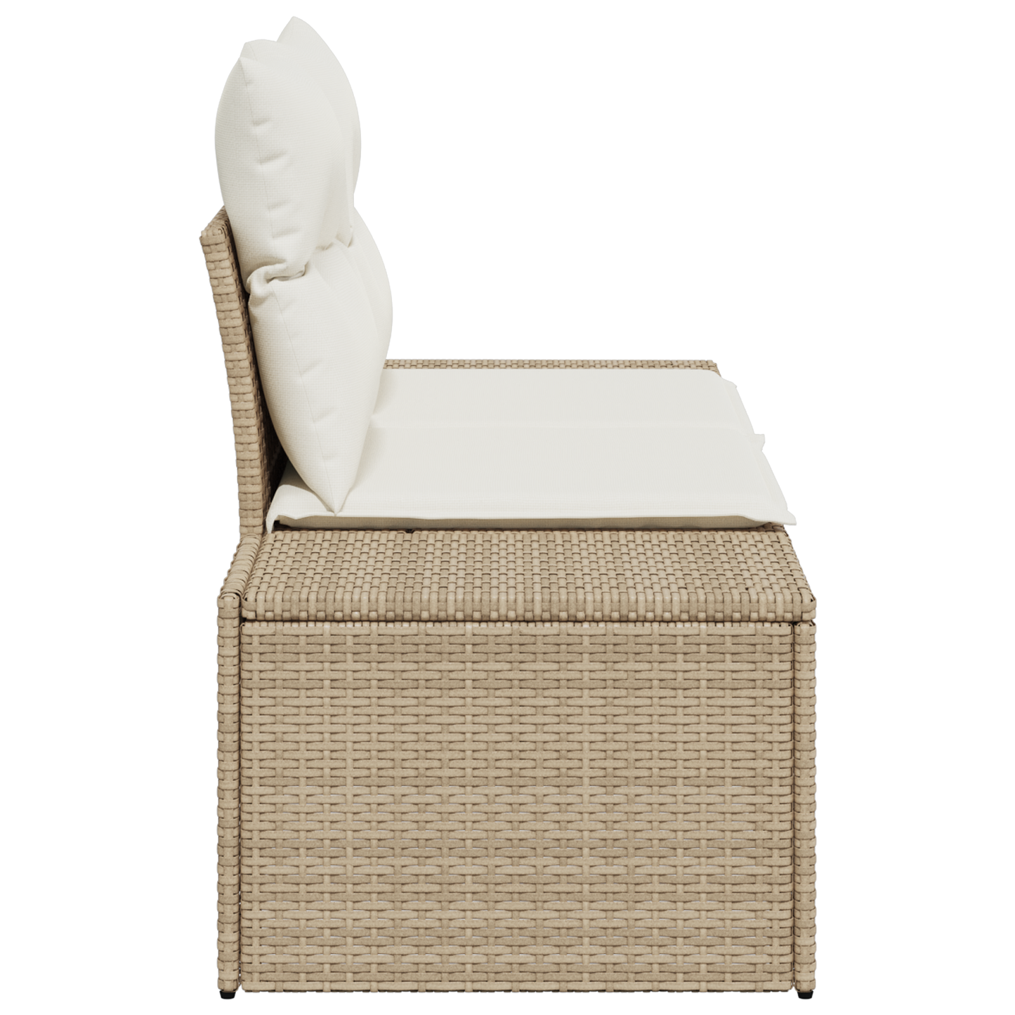 2-seters hagesofa med puter beige poly rattan