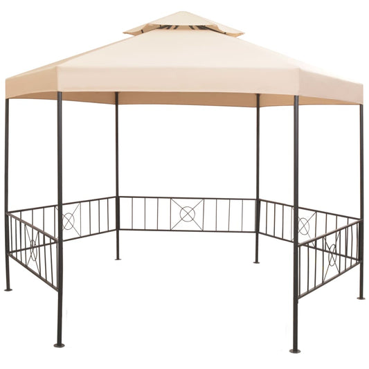 Hagepaviljong lysthus heksagonal beige 323x265 cm