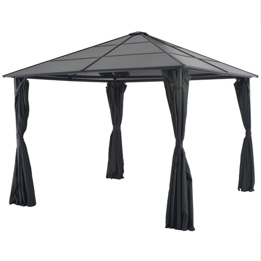 Paviljong med gardin aluminium 3x3 m svart