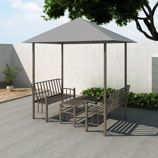 Hagepaviljong med bord og benker 2,5x1,5x2,4 m antrasitt
